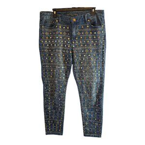 MICHAEL KORS GROMMET STUDDED JEANS SIZE 14 SKINNY RARE PARTY COTTON
